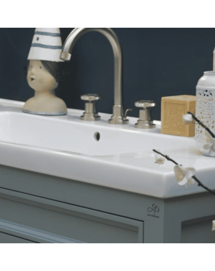 Meuble lavabo 121 cm en pin et miroir Trendy Aqua Prestige